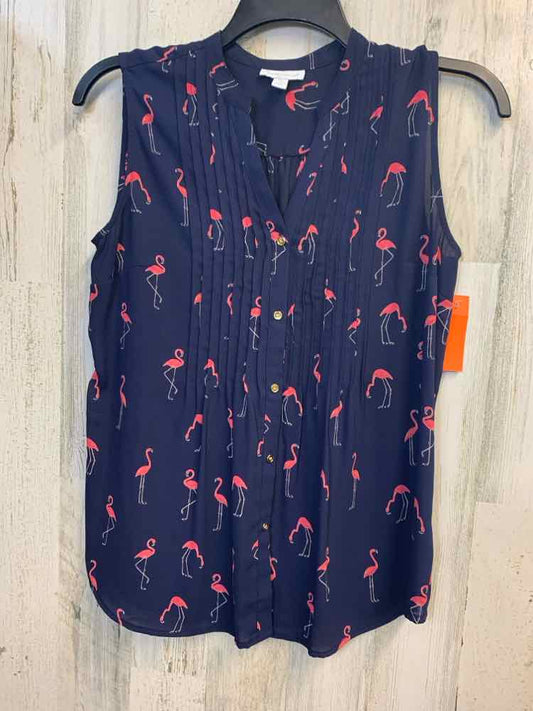 PRE-OWNED CHARTER CLUB Tops Size PL Navy FLAMINGO SLEEVELESS TOP
