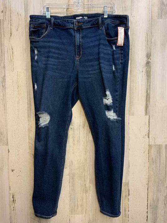 PRE-OWNED Size 18 OLD NAVY PLUS SIZES Blue SKINNY Pants/MID-RISE DISTRESSED