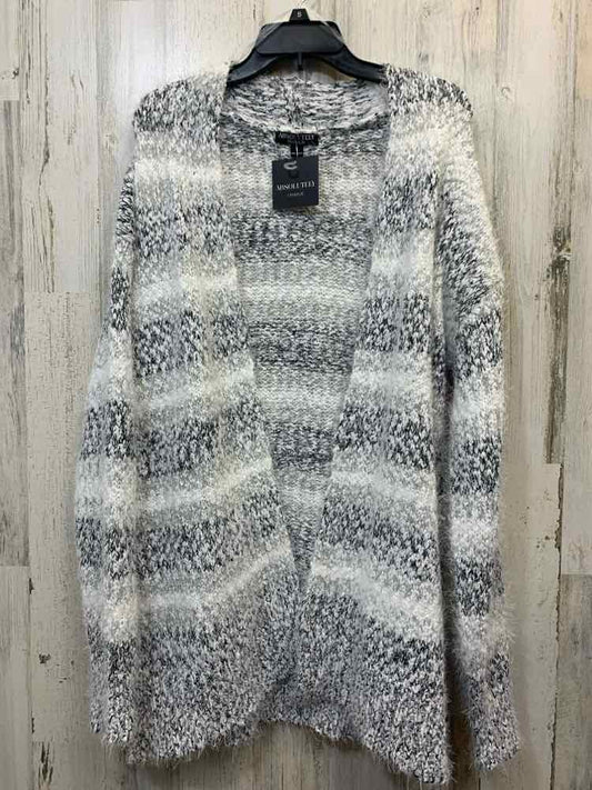 NWT ABSOLUTELY FAMOUS JACKETS / COATS Size L WHT/BLK LONG SLEEVES Cardigan