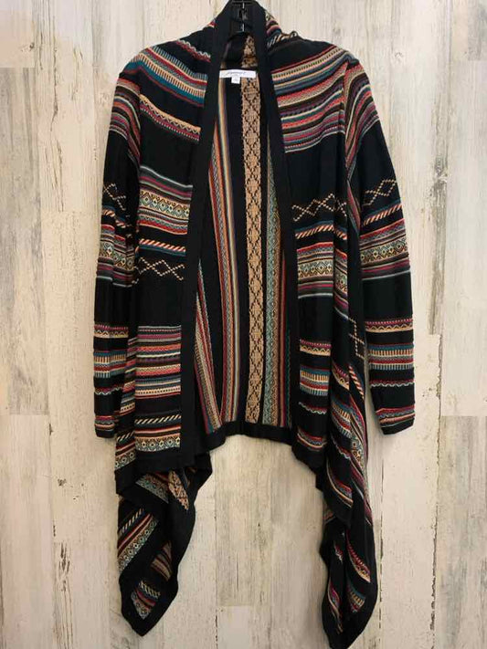 FOXCROFT Tops Size M BLK/MULTI-COLOR Stripe CARDIGAN Cardigan