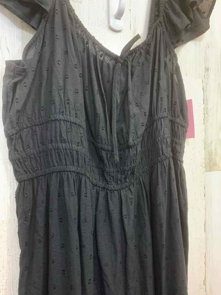 NWT Size 3X AND NOW THIS PLUS SIZES Black SWISS DOT SLEEVELESS/RUFFLE STR JUMPER