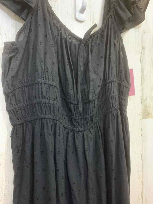 NWT Size 3X AND NOW THIS PLUS SIZES Black SWISS DOT SLEEVELESS/RUFFLE STR JUMPER