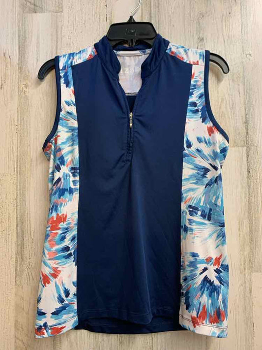 IZOD Activewear Size S NAVY/WHT/RED PAINT BRUSH SLEEVELESS TOP