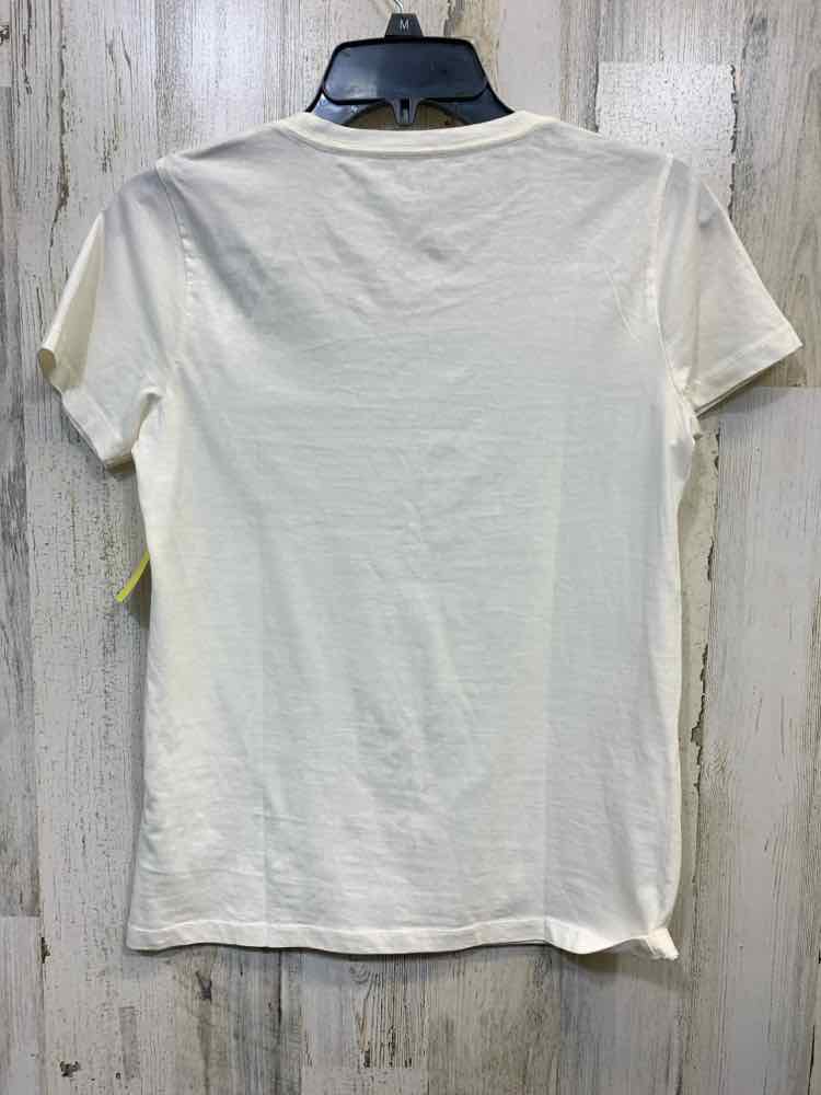 PRE-OWNED J CREW Size S White COTTON Solid SHORT SLEEVES T-shirt/ROUND NECK WITH