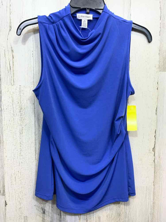 NWT CALVIN KLIEN Tops Size S PERIWINKLE BLUE Solid COWL NECK Blouse/PERIWINKLE B