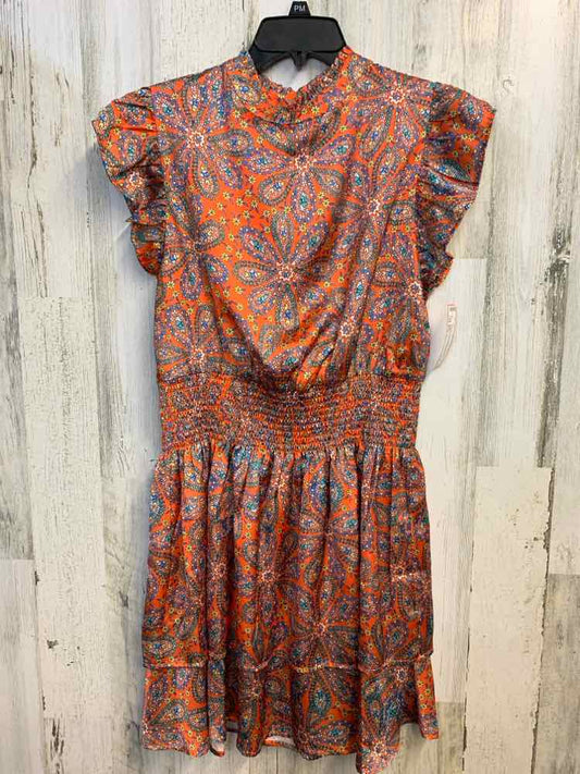PRE-OWNED THML Dresses and Skirts Size L Orange Floral CAP SLEEVE Dress