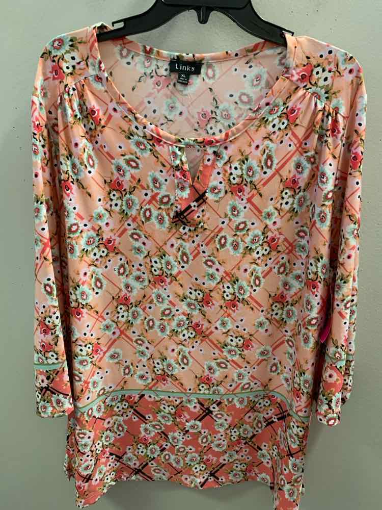 LINKS Tops Size XL Pink Floral TOP