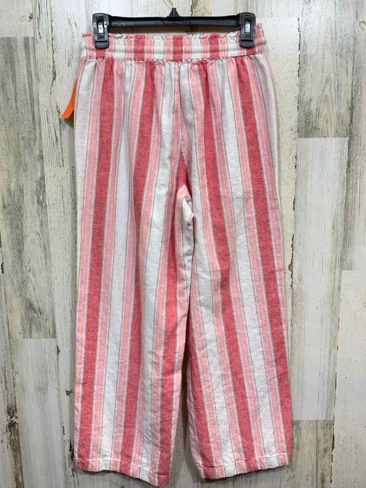 PRE-OWNED Size 2 J CREW BOTTOMS PNK/WHT Stripe Pants