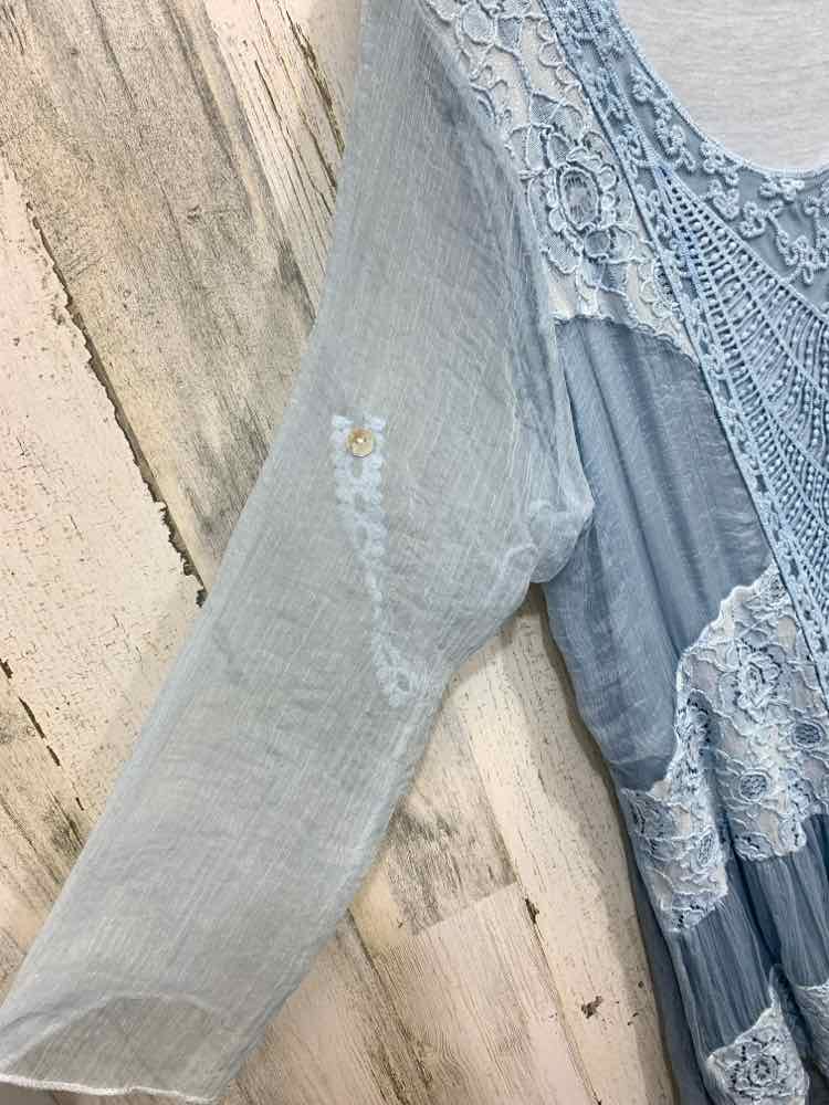 PRE-OWNED SIMPLY COUTURE Tops Size XL BABY BLUE Chiffon 3/4 SLEEVE TUNIC