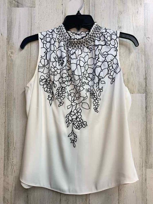 WHITE/BLACK MARKET Tops Size 2 WHT/BLK Floral SLEEVELESS TOP