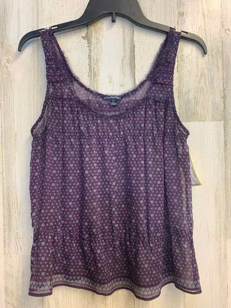 PRE-OWNED AMERICAN EAGLE OUTFITTERS Tops Size M Purple HEARTS SLEEVELESS TOP