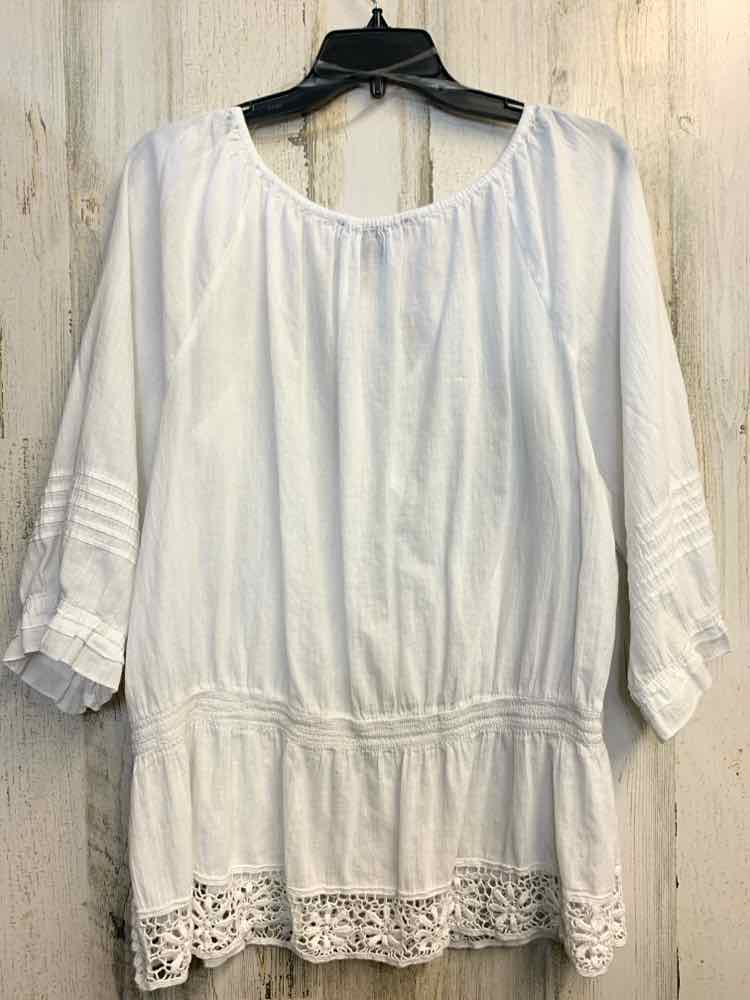 NINE WEST PLUS SIZES Size 1X White 3/4 LENGTH TOP
