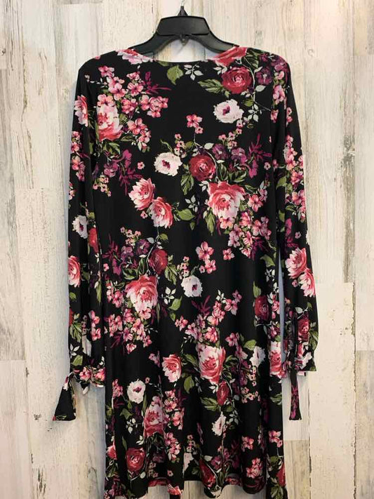 KAREN KANE Dresses and Skirts Size L BLK/PINK Floral LONG SLEEVES Dress