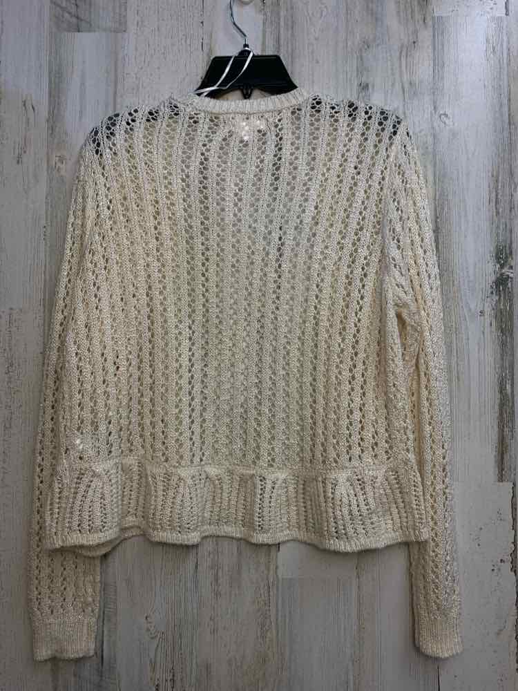 PRE-OWNED LAUREN CONRAD Tops Size L White LONG SLEEVES Cardigan/CROCHET