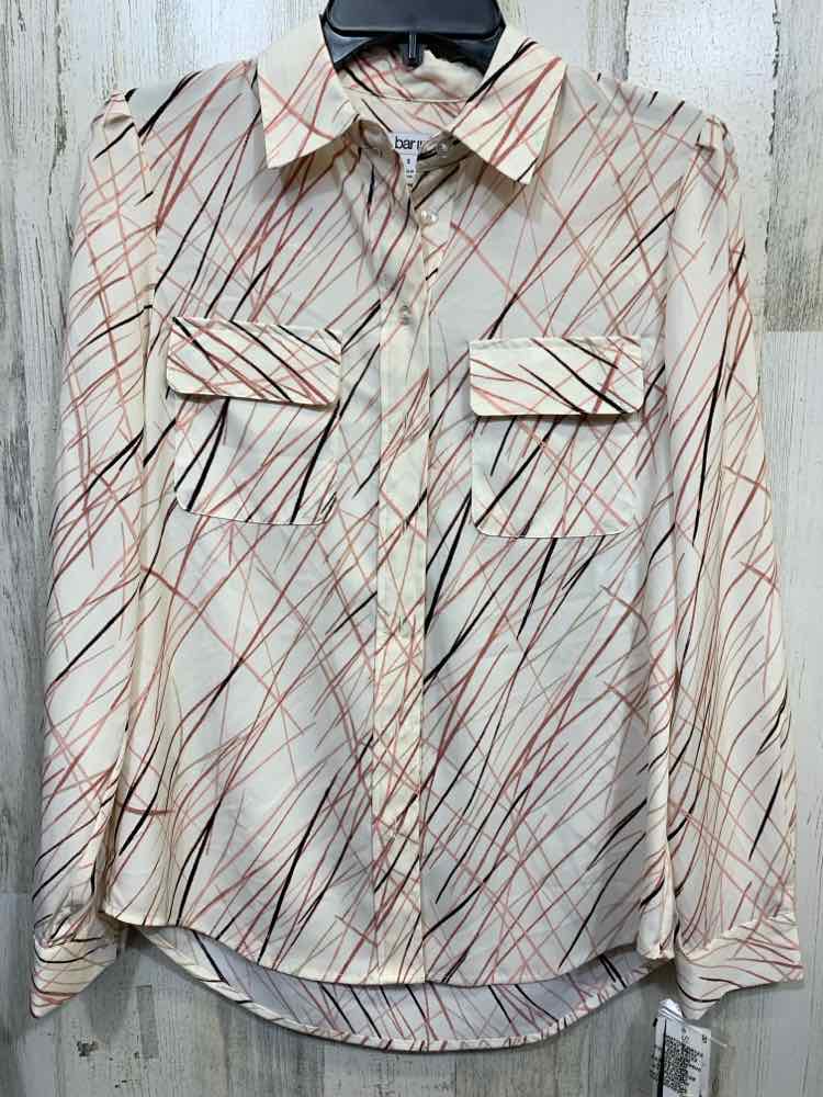NWT BAR lll Size S Tops CRM/BLK/PINK STROKES LONG SLEEVES BUTTON UP SHIRT