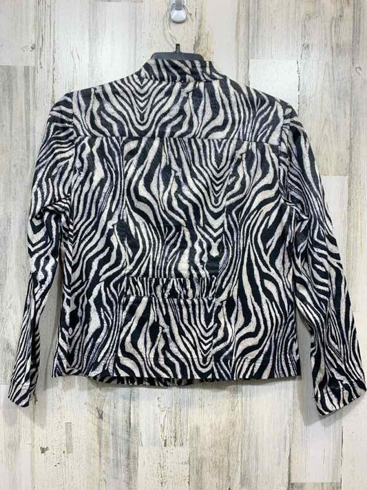 CHICO'S/ZEBRA-PRINT RUCHED ZIP FRONT JACKET