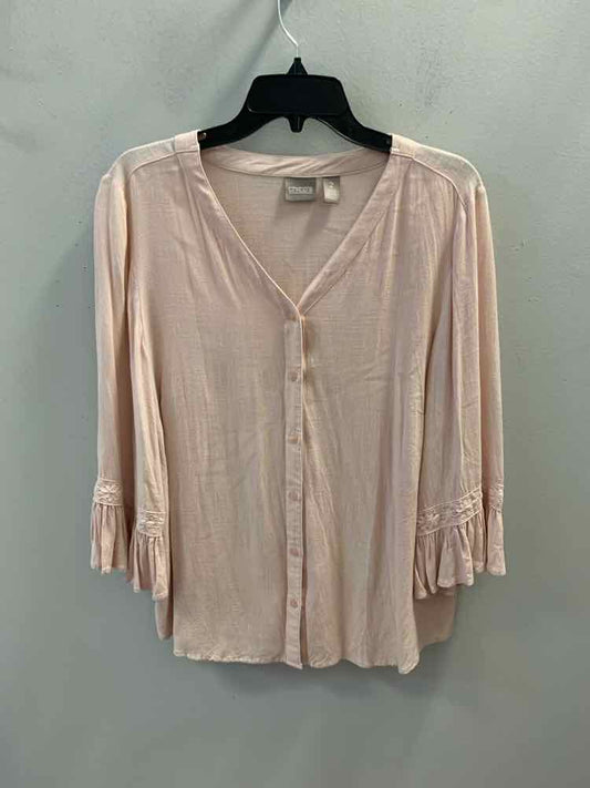 CHICOS Tops Size 2 BLUSH 3/4 LENGTH TOP