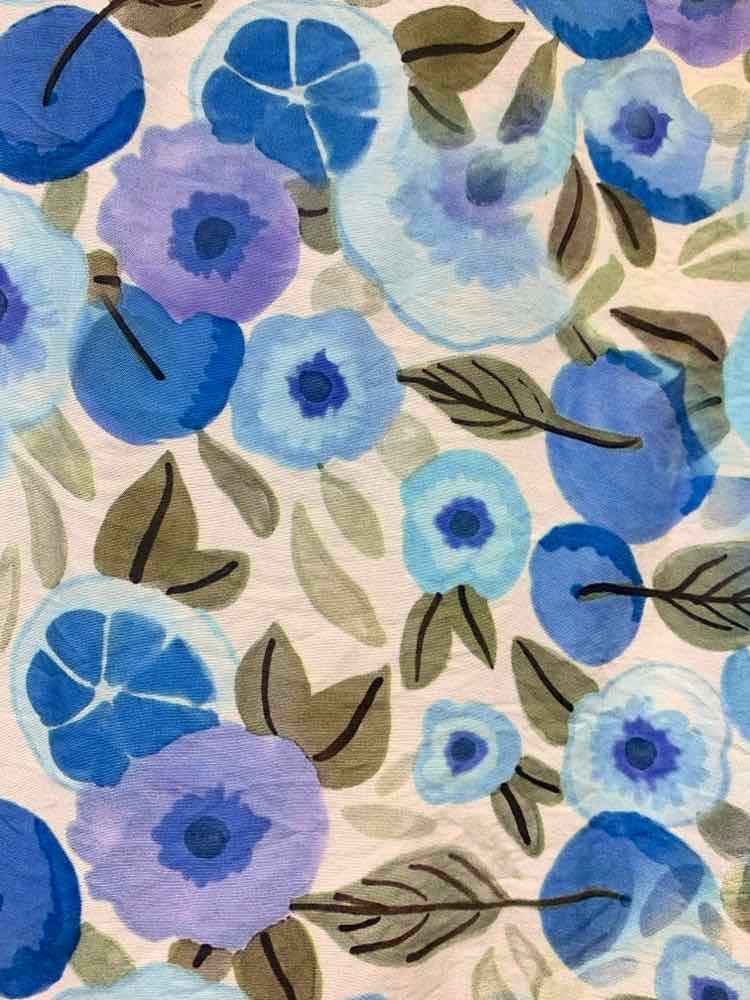 NWT GIGIO Tops Size L WHT/BLU/BRN Floral SHORT SLEEVES/PETER PAN COLLAR Blouse