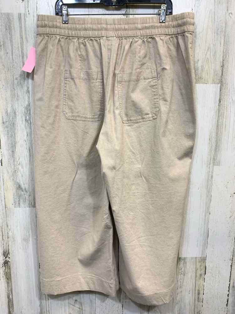 PRE-OWNED Size 16 LANE BRYANT BOTTOMS BIEGE Solid WIDE LEG Pants/BEIGE FLOWY WID