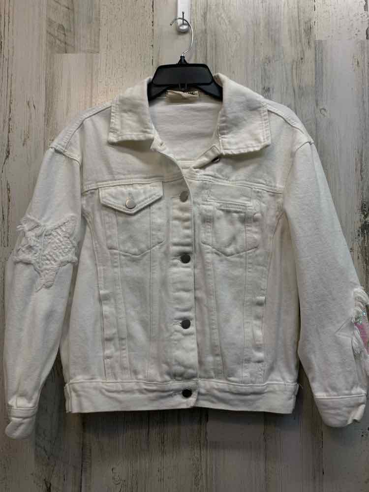 PRE-OWNED SAVANNA JANE JACKETS / COATS Size S White Denim Solid Jacket/WHITE JEA