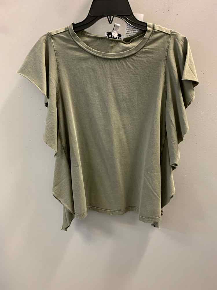 FRAYED Size XS Olive SHORT SLEEVES TOP