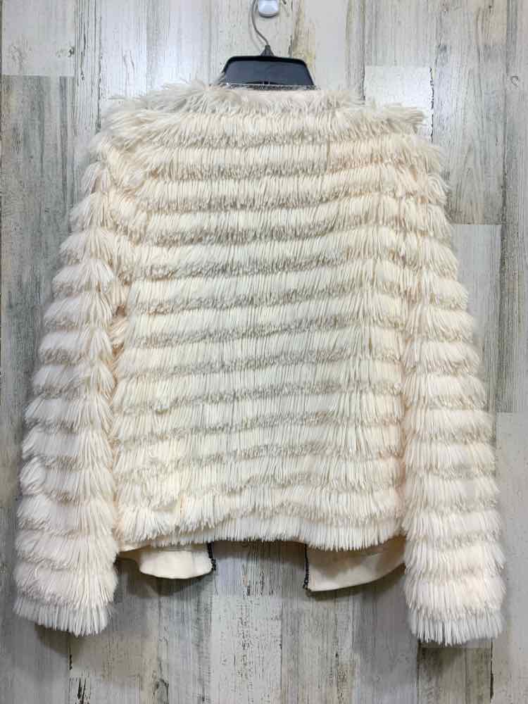 PRE-OWNED CAVALINI Size XL JACKETS / COATS White FAUX FUR Cardigan
