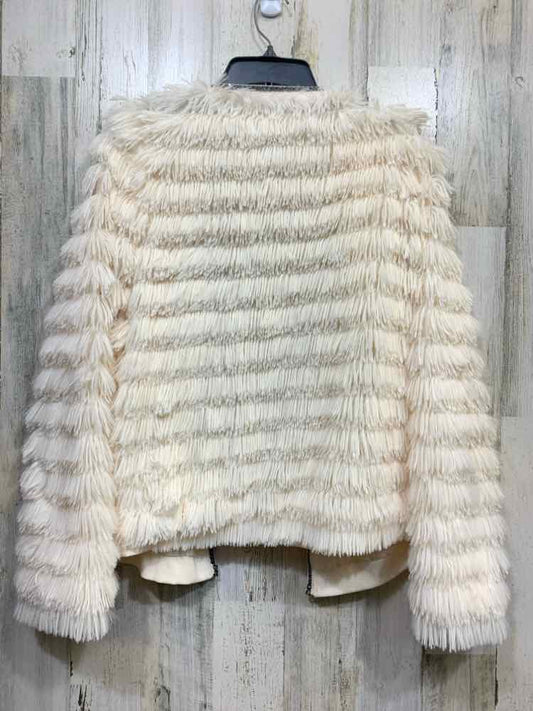 PRE-OWNED CAVALINI Size XL JACKETS / COATS White FAUX FUR Cardigan