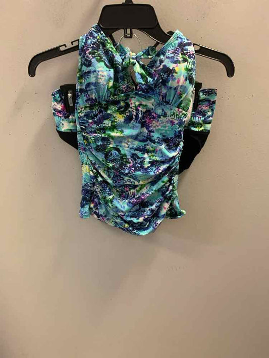 PROFILE Swimwear Size 6 TEAL/BLK/BLU/WHT SCALES Swimsuit