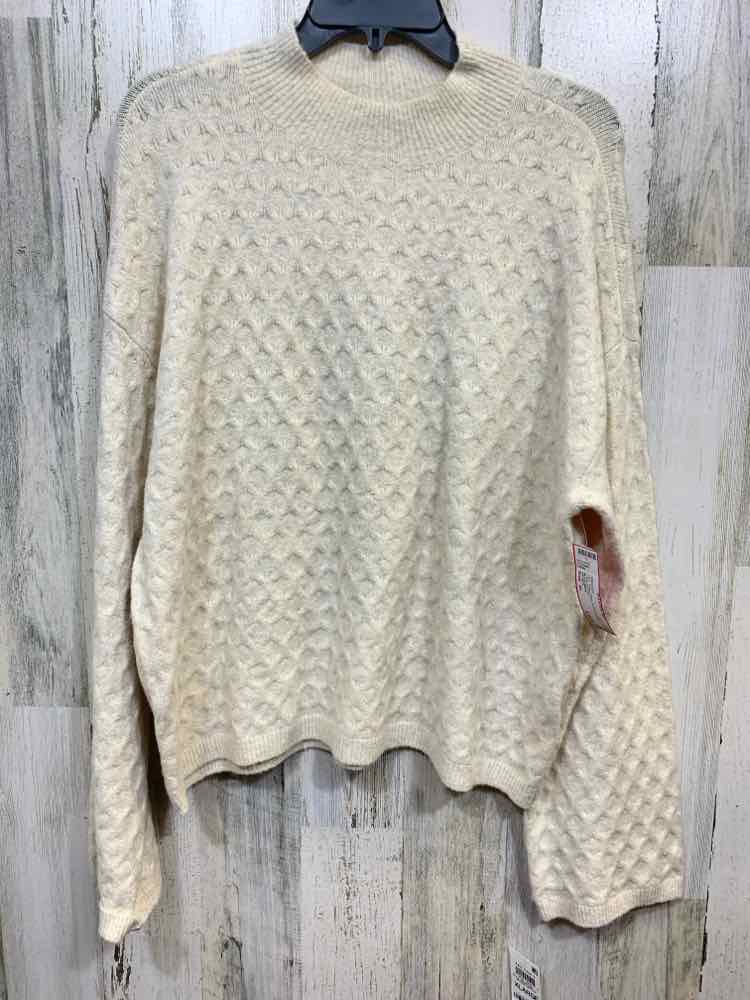 NWT ON 34TH Size XL Tops Cream HONEYCOMB LONG SLEEVE/MOCK NECK SWEATER