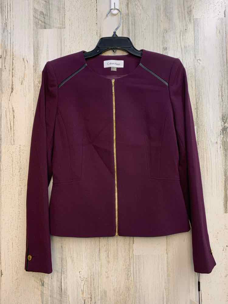 PLUM ZIP-UP JACKET W/ BLACK TRIM