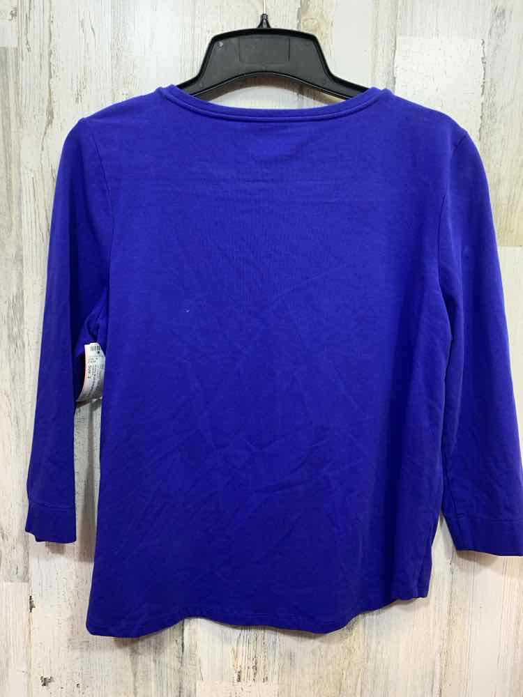 PRE-OWNED CHICO'S Tops Size 2 Royal Blue Solid 3/4 LENGTH Shirt/ROYAL BLUE 3/4 S