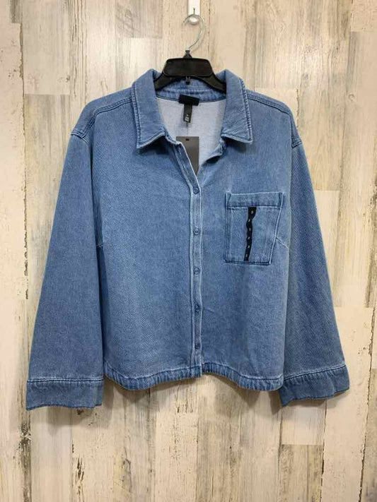 NWT FUTURE COLLECTIVE JACKETS / COATS Size 2X Blue JEANS BUTTON UP Jacket