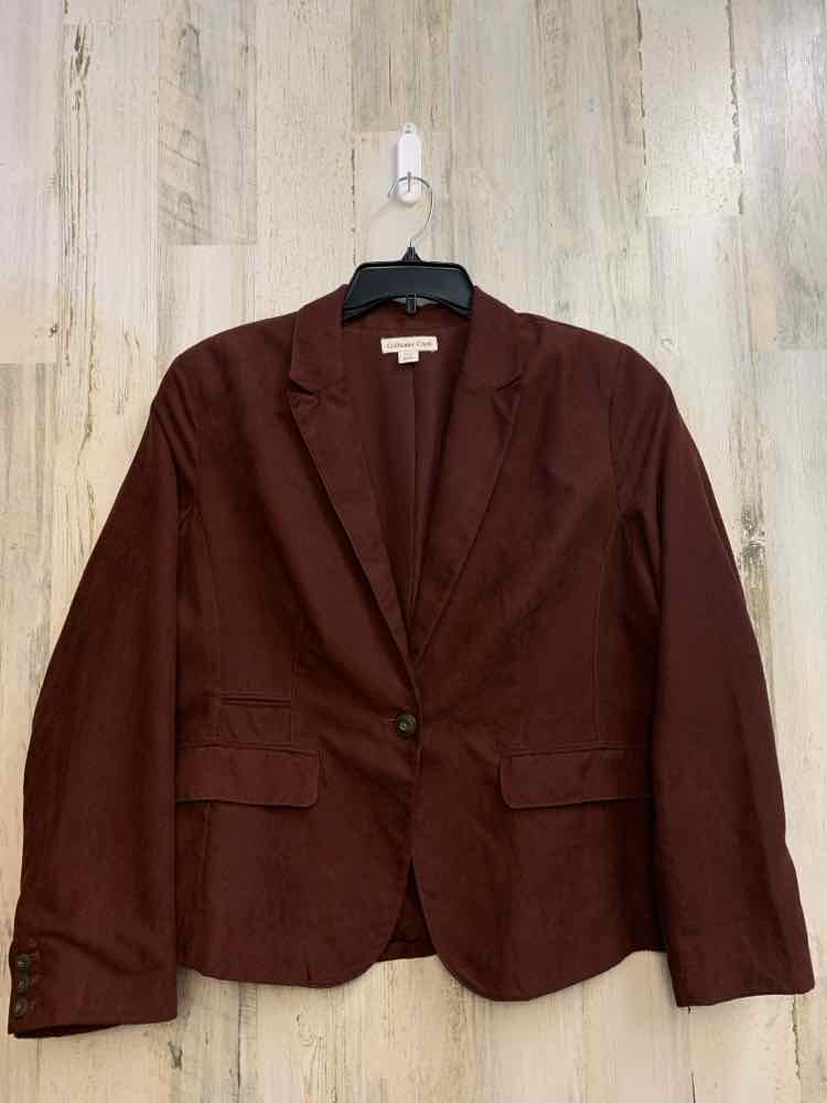 PRE-OWNED COLDWATER CREEK Tops Size XL BURGANDY LONG SLEEVES TOP/SUEDE BLAZER