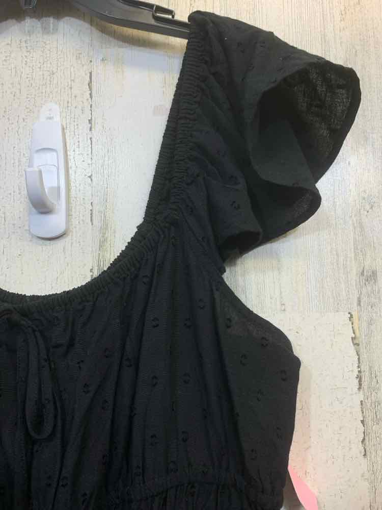 NWT Size 1X AND NOW THIS PLUS SIZES Black SWISS DOT SLEEVELESS/RUFFLE STR JUMPER