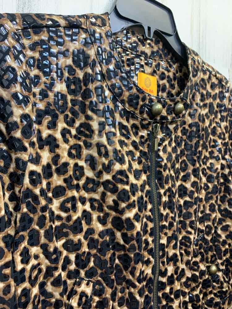 PRE-OWNED RUBY RD JACKETS / COATS Size 6P BROWN/BLACK CHEETAH JACKET Jacket/SPAR
