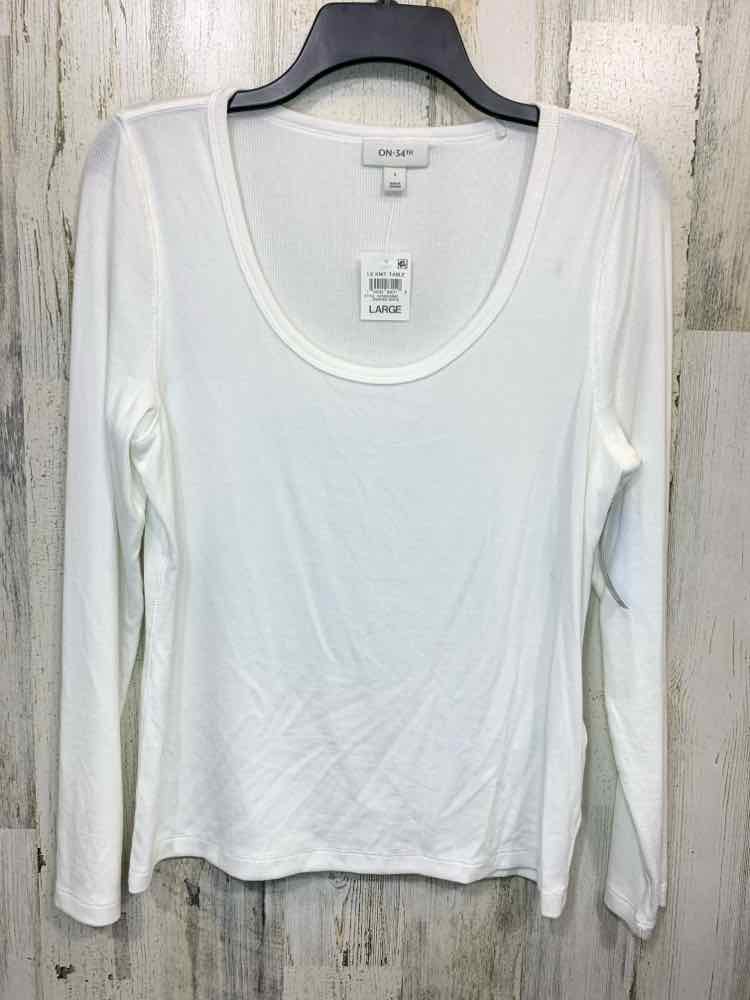 NWT ON 34TH Size L Tops White Solid LONGSLEEVE Shirt