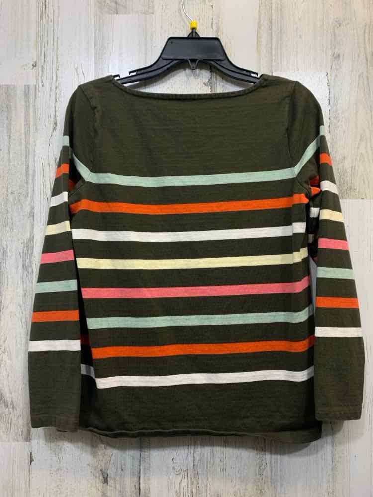 TALBOTS Tops Size MP GRN/ORG/WHT STRIPES LONGSLEEVE TOP