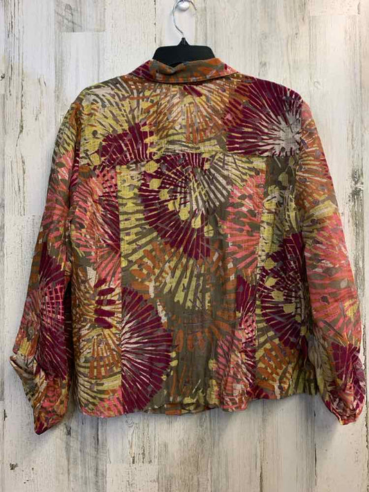 PRE-OWNED RUBY RD PLUS SIZES Size 18W MGNT/OLV/YLO/ORNG Floral LONG SLEEVES TOP