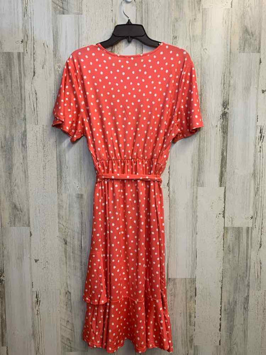 KATE & MALLORY Dresses and Skirts Size XL CORAL/WHT Polka Dot Dress