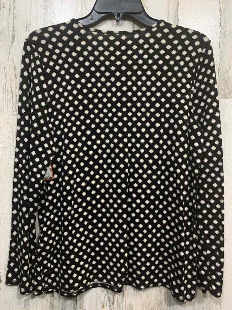 PRE-OWNED CHICO'S Size 1 Tops BLK/WHT Polka Dot LONG SLEEVES Blouse
