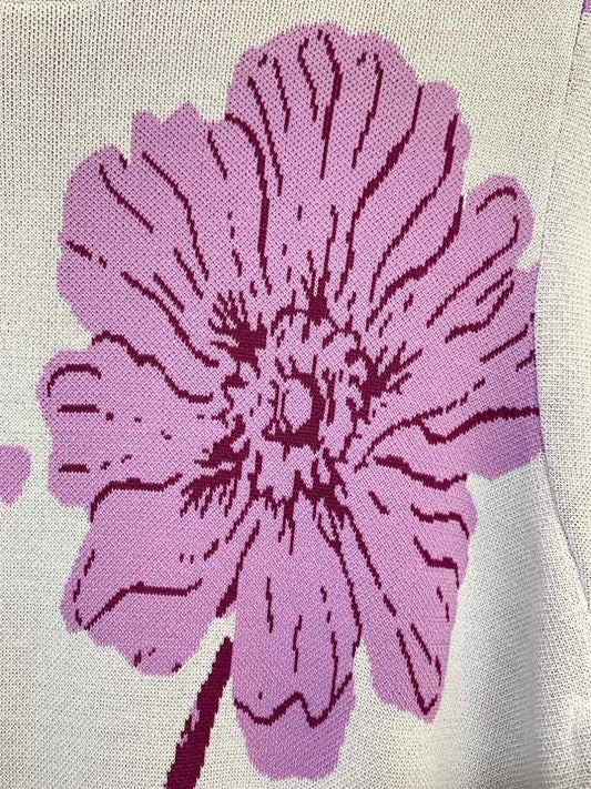 INC Tops Size M WHT/ORCHID FLOWERS SWEATER Sweater