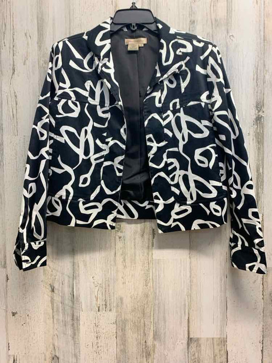 PRE-OWNED TRANSITIONS Tops Size 4 BLACK/WHITE ABSTRACT BLAZER Blazer/BLACK/WHITE