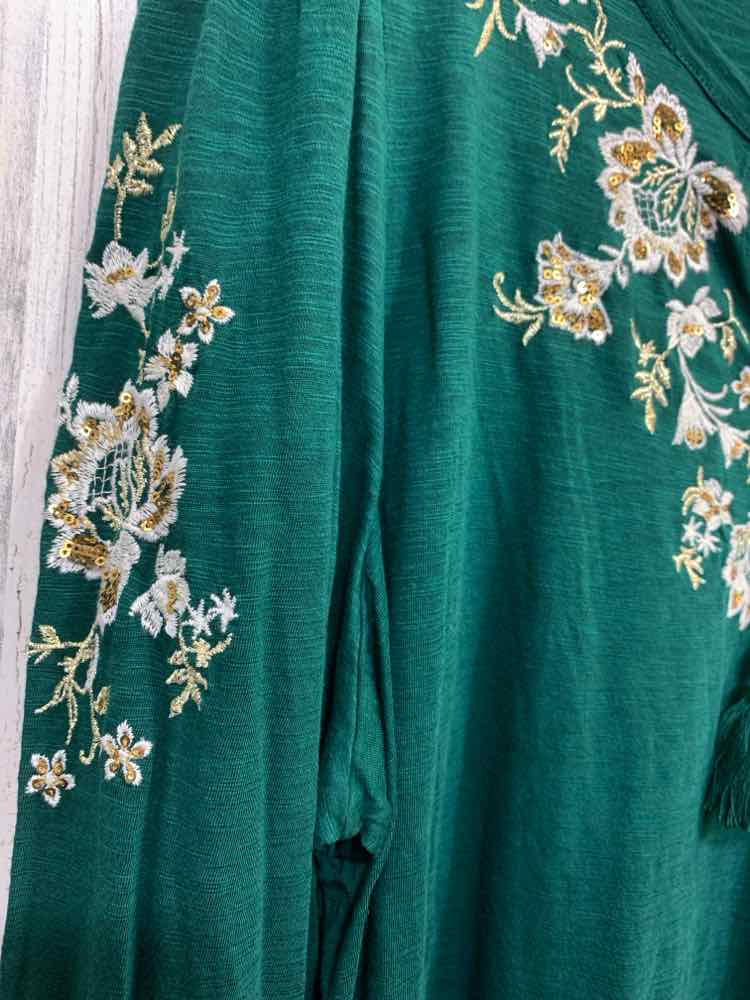 NWT STYLE & CO Tops Size 2X Green Floral LONG SLEEVE Blouse