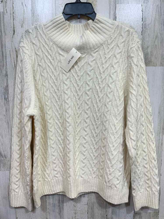 NWT ON 34TH Size XXL Tops CREAM CABLE KNIT LONG SLEEVES/CREW NECK SWEATER