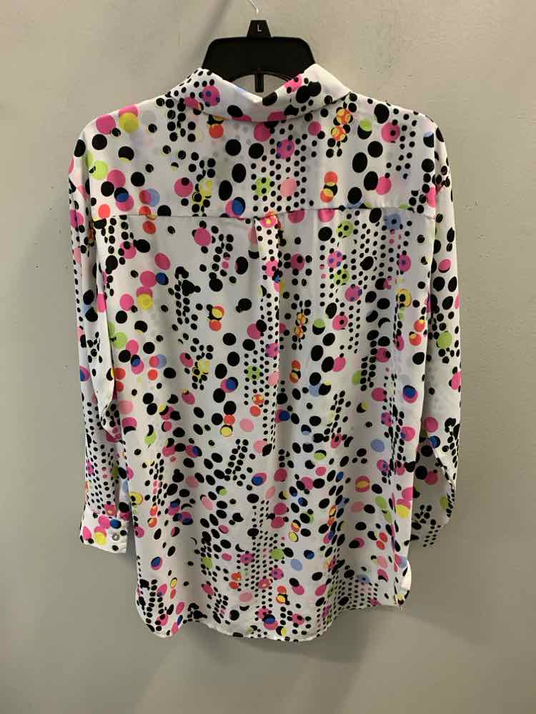 SLIM FABULOUS Tops Size M WHT/BLACK CIRCLES TOP