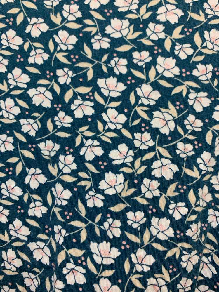 PRE-OWNED LANDS END PLUS SIZES Size 2X WHT/TEAL Floral LONG SLEEVES TOP/V NECK