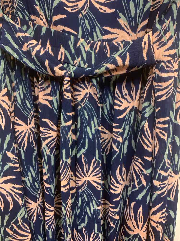 PRE-OWNED MADEWELL Dresses and Skirts Size S NAVY/PINK/GRN PALM FRONDS Dress/NAV
