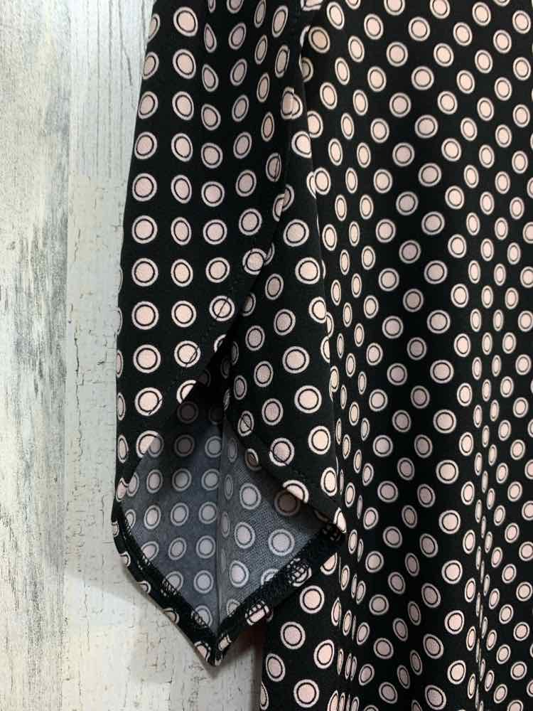 PRE-OWNED MICHAEL KORS PLUS SIZES Size 1X BLK/BLUSH Polka Dot Blouse/CUFFED SLEE