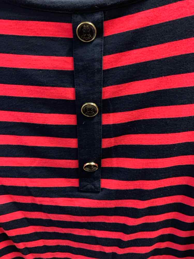 ANNE KLIEN Tops Size L RED/NAVY CHEVRON TOP