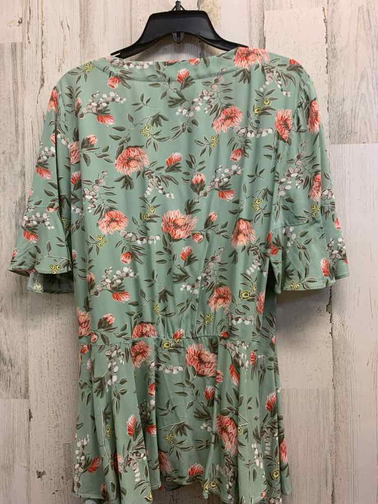 PRE-OWNED LOFT Tops Size S SEAFOAM/CORAL/WHITE/GREEN Floral Blouse/FLORAL PATTER
